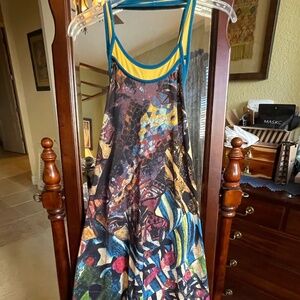 Save The Queen, multicolor stretch halter dress, large